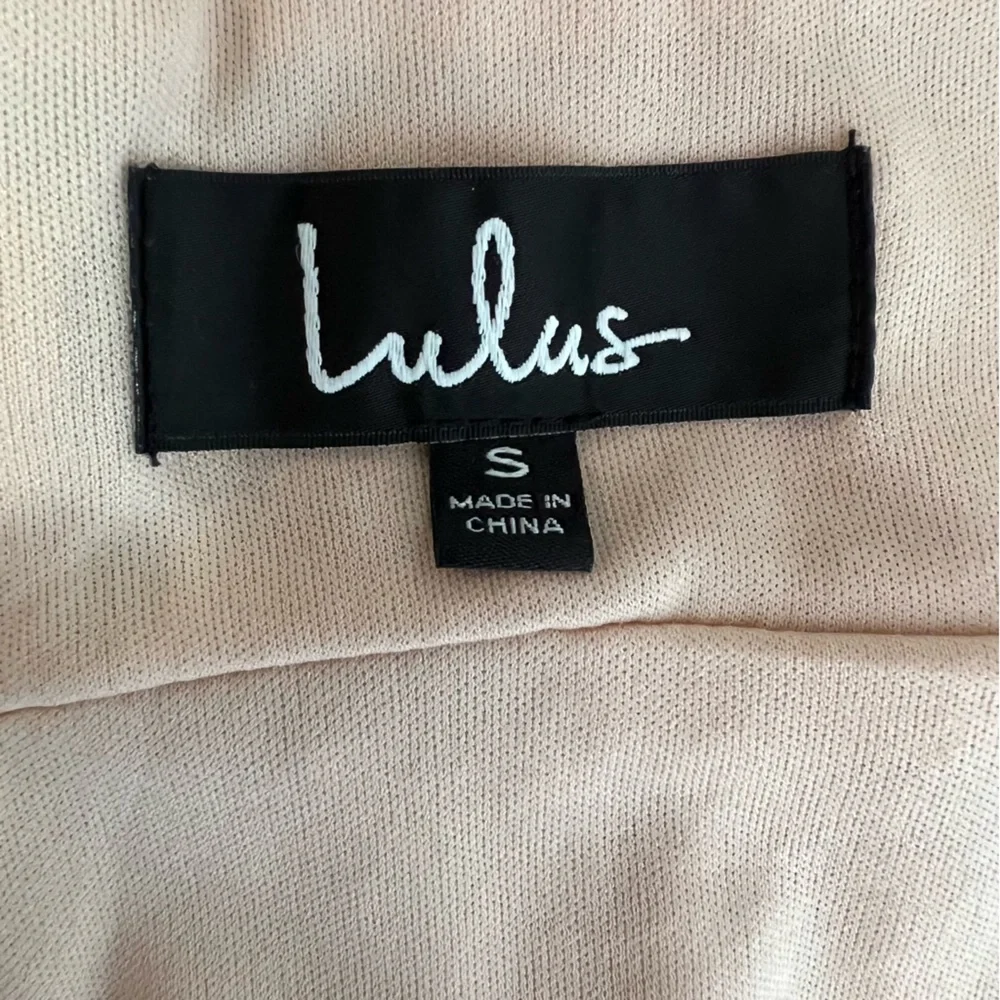 Lulu’s Deep V-Neck Blush Gown Maxi Prom Dress With Front Slit Grecian Goddess S - Picture 11 of 16